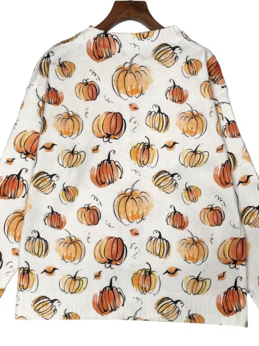 🎃 Pumpkin Print Button Cardigan Cozy Fall Cottagecore Sweater - Picture 6 of 12
